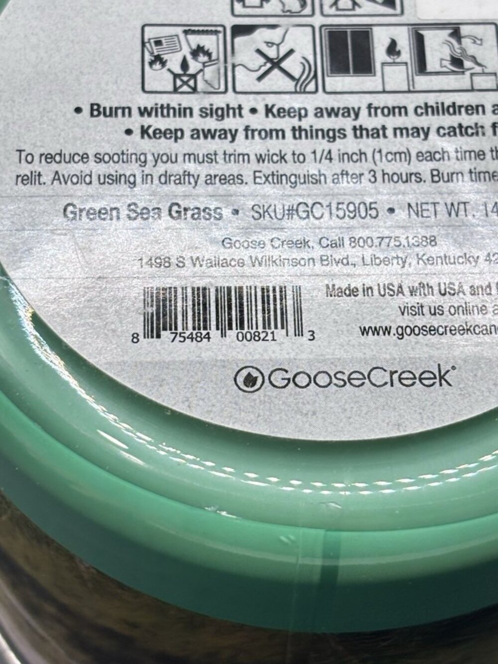 Goose Creek Green Sea Grass 3 Wick Jar Candle 14.5 oz Summer Beach Apple Pear - Picture 14 of 16